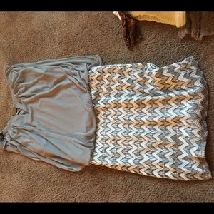 silver and grey dress